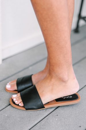 On My Way Black Slide Sandals