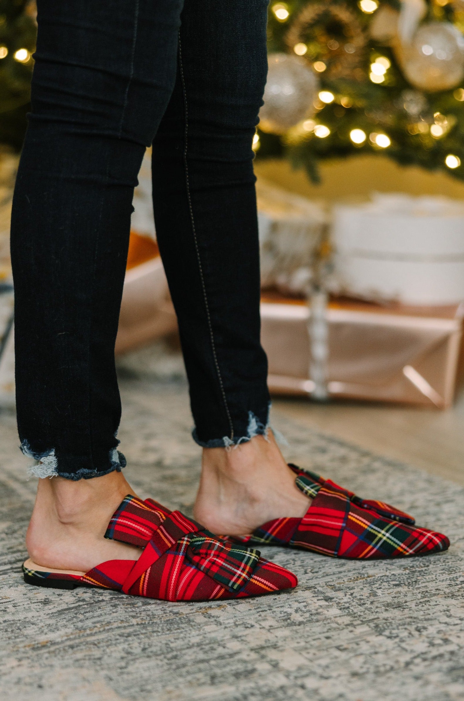 Under The Tree Red Plaid Flats - Image 2